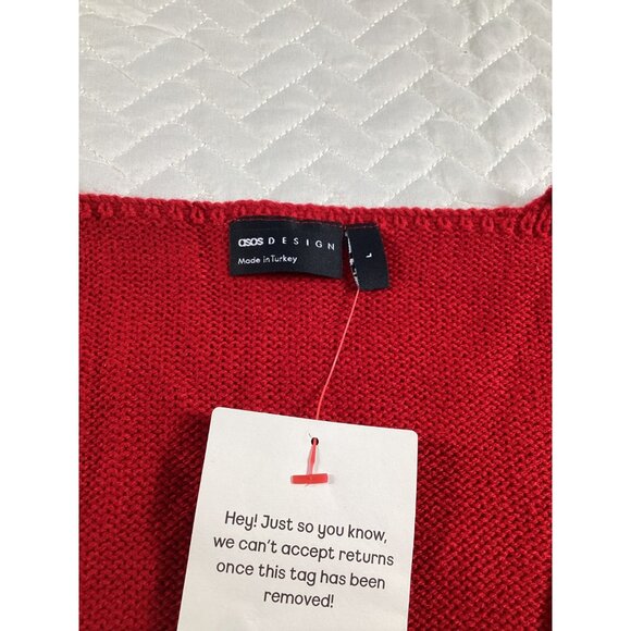 ASOS Design Red Acrylic Womens Sleeveless Button-Front Vest Size L NWT - Picture 3 of 6